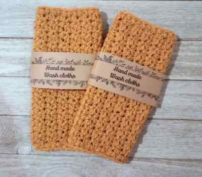 #ad #ad crochet handmade bath wash cloth face spa reusable mustard yellow 2pc set new $15.67