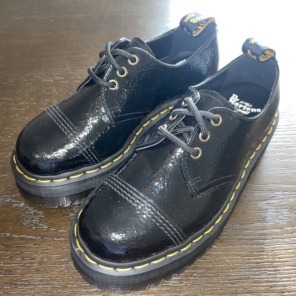 靴 Dr. Martens 1461 QUAD PATENT UK7 Dr. Martens 1461 Quad Patent Leather Platform Oxford Black