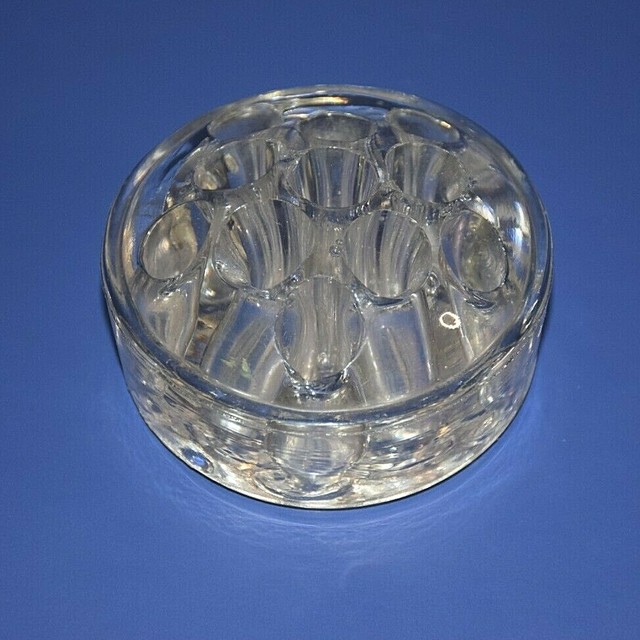 Vintage Clear Glass Flower Frog 10 Holes 2.75" Diameter MCM eBay