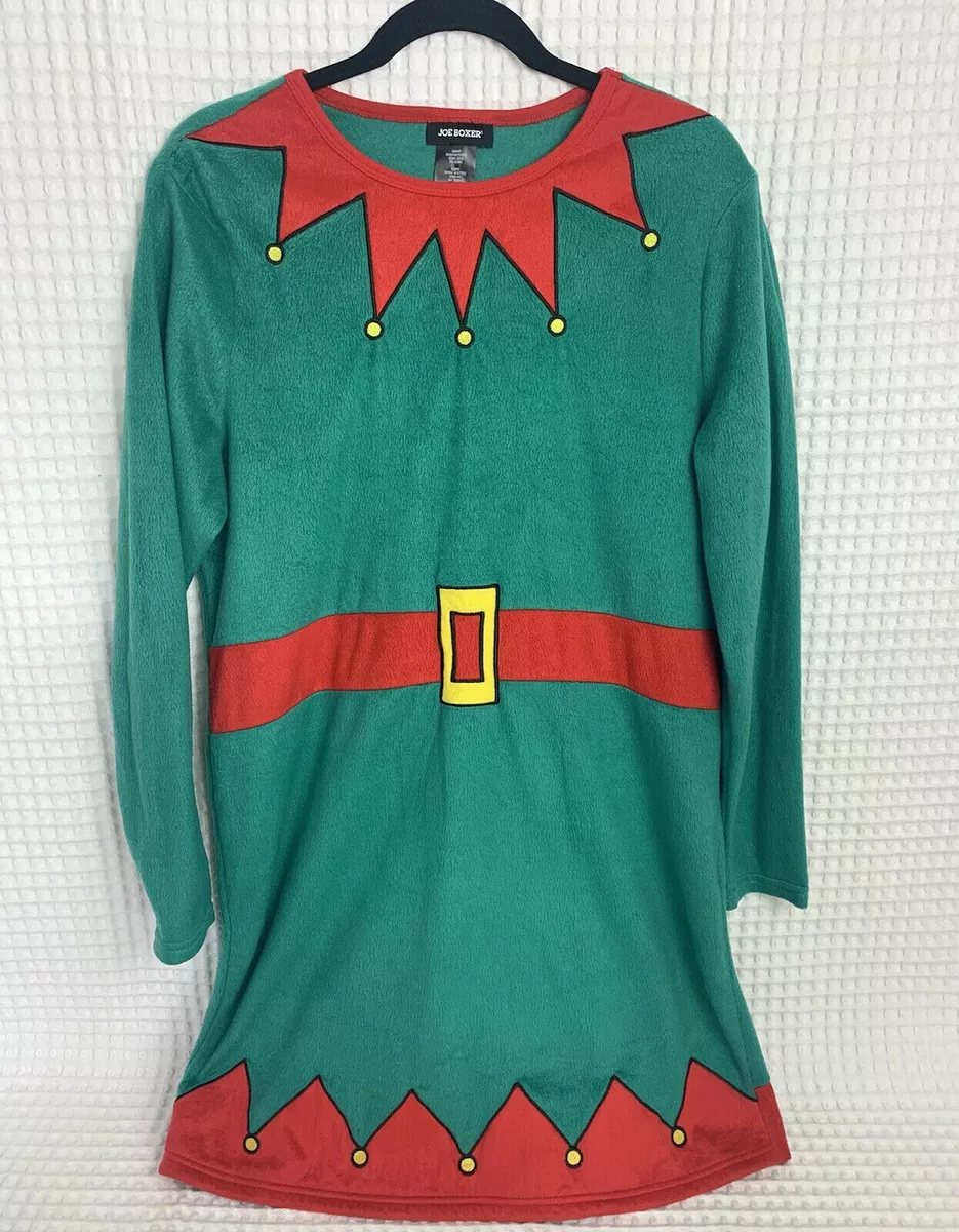 Womens Large Elf Knit Ugly Sweater Dress Green Red Christmas Xmas