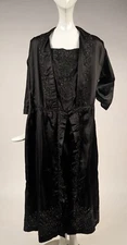 EDWARDIAN LATE TEENS BLACK SILK DRESS W GLASS BEADING