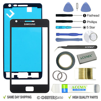 Samsung Galaxy S2 i9100 / i9105 Außen Glas Display Ersatz Reparatur Set Schwarz