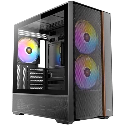 Antec Flux Rear Mid Tower Pc Case - Tempered Glass Steel/Plastic/Wood 5 Pwm Fans