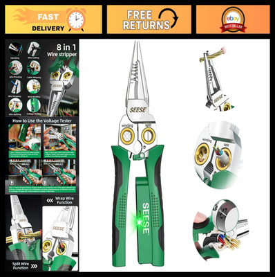 8-in-1 Wire Stripper Pliers - Compact Multi-Function Tool for Cutting, Crimping