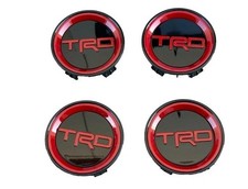 4x Wheel Hub Center Caps For Toyota Black And Red Tacoma Tundra Sequoia Trd Cap