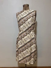 Vintage Romantica by Victor Costa Gold & Chocolate Midi Dress Sz S/MD