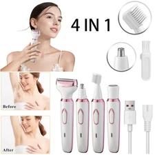 4 in 1 Women Electric Shaver Rechargeable Waterproof Razor Painless Epilator NEW
