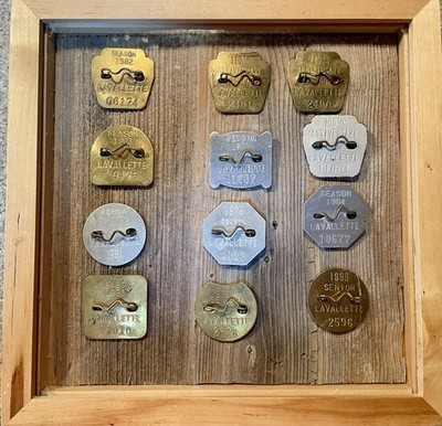 LAVALLETTE NJ BEACH BADGES EXTRAORDINARY COLLECTION 7 BRASS 5 METAL 1979-1999