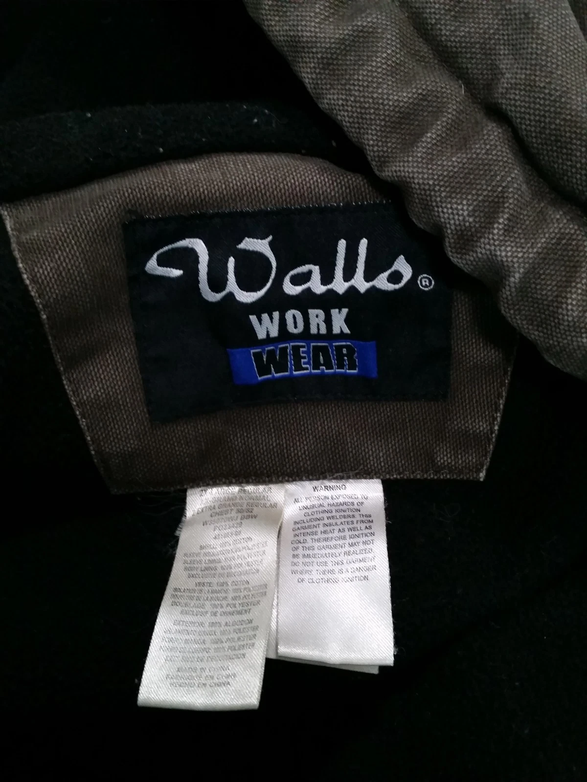 Vintage Men's Walls Workwear Jacket Canvas Hooded Bomber Fleece Lined Coat 2XL - product detail image 15