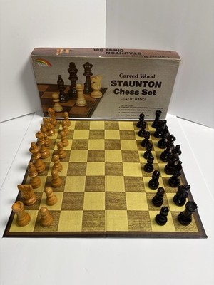 Adco Creation Carved Wood Staunton Chess Set 3-5/8'' King Folding Board
