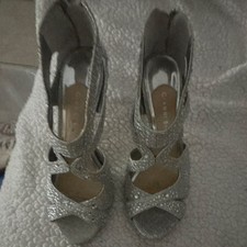 Gianni Bini Silver Rhinestone Glitter Strappy Stiletto Ankle Strap Heels