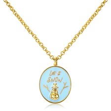 Christmas Snowman Necklace for Women, Let it Snow Snowman Pendant Necklace, Wint