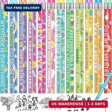 100 Pcs Motivational Pencils Bulk, Rainbow Inspirational School Pencils for Clas