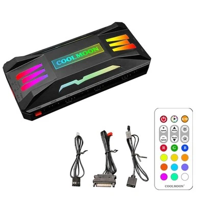 HSTHE SEA ARGB PWM Fan Hub Wireless Computer RGB Light Remote Control 5V 3-Pin ARGB RGB