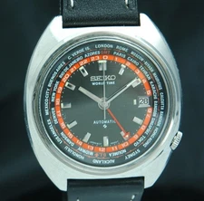 SEIKO World Time AUTOMATIC GMT 24hr Mens WATCH 17J 6117B 6117-6400 VTG 1971 RARE