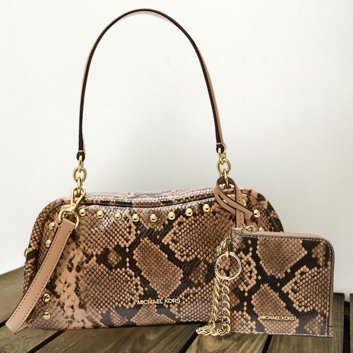 Michael Kors Cecily Women Small Snake Embossed Shoulder Bag+Zip