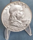 1955 50C Franklin USA Half Dollar - 90% Silver - VF - Lowest Franklin Mintage