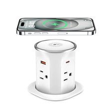 Pop Up Countertop Outlet with 15W Wireless Charger, 4 Outlets  4 USB 2 PD20...