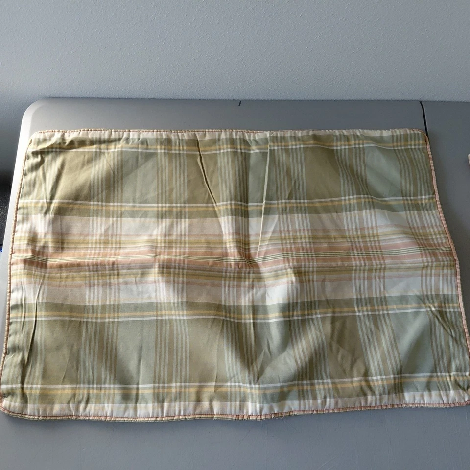 Juego de 2 fundas de almohada de campo REINA a cuadros verde + crema francés country chic Foto 3 de 4