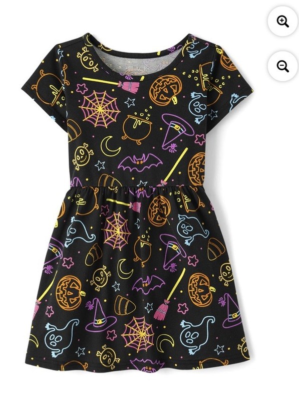 The Children’s Place Girls Black Halloween Doodles Dress Size Medium (7-8) NWT