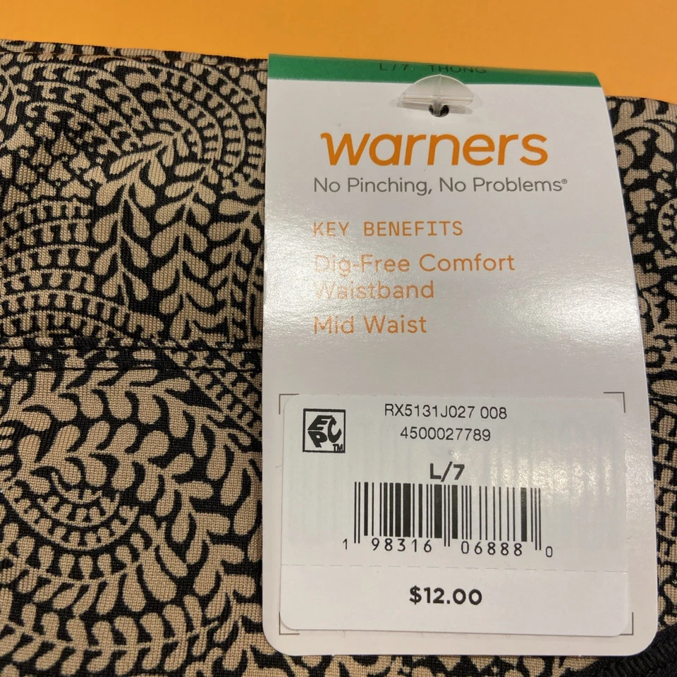 Bragas de Tanga Warners Negro Abstracto SIN PELLIZCOS, SIN PROBLEMAS / GRANDES / 7 Foto 3 de 4