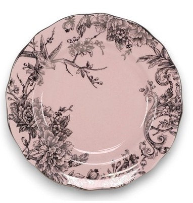 222 Fifth Adelaide Pink Silver Floral Dinner Plates Set of 4 NWT 11 