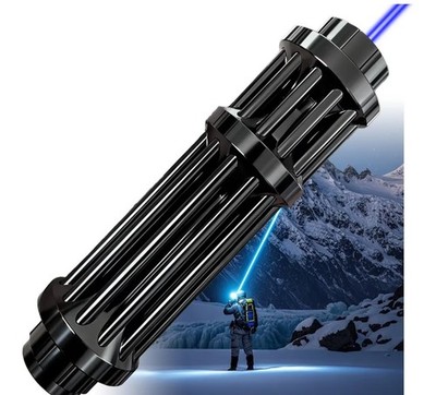 Adjustable Blue Laser Pointer Visible Dot Torch Light Rechargeable With 5 Heads