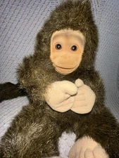 Vintage 1994 Hosung Monkey Chimp Plush Hand Puppet – Brown, Fuzzy, Long Tail