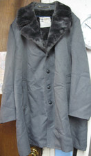 Vintage London Fog Fur Lined Trench Coat Over Coat Gray Size 46 Regular EX COND