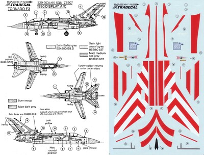 XTRADECAL 1/72 Tornado F.3 229 OCU/65 Sqn 1990 Red Zebra diplay scheme (RAF)