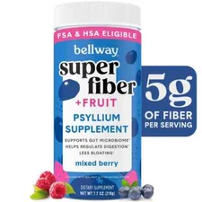 Bellway Super Fiber Powder + Fruit, Sugar Free Psyllium Husk Fiber Supplement 7.