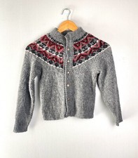 Vintage Huntingdon Mills Orlon Faire Isle Button Down Sweater Cardigan Kids 8