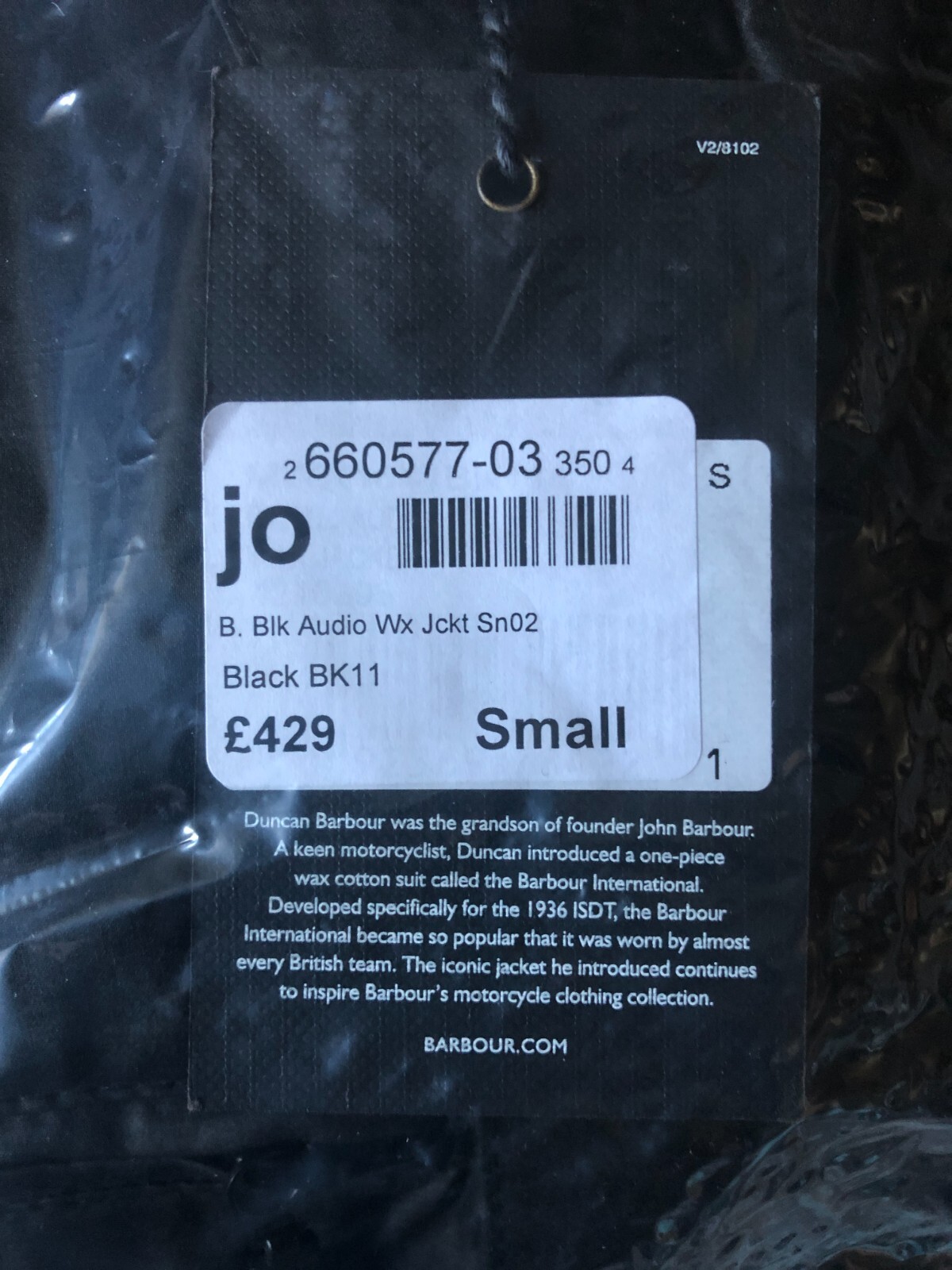 BARBOUR International  AUDIO WAX JACKET, BLACK, SMALL, RRP:£429! BNWT image 9