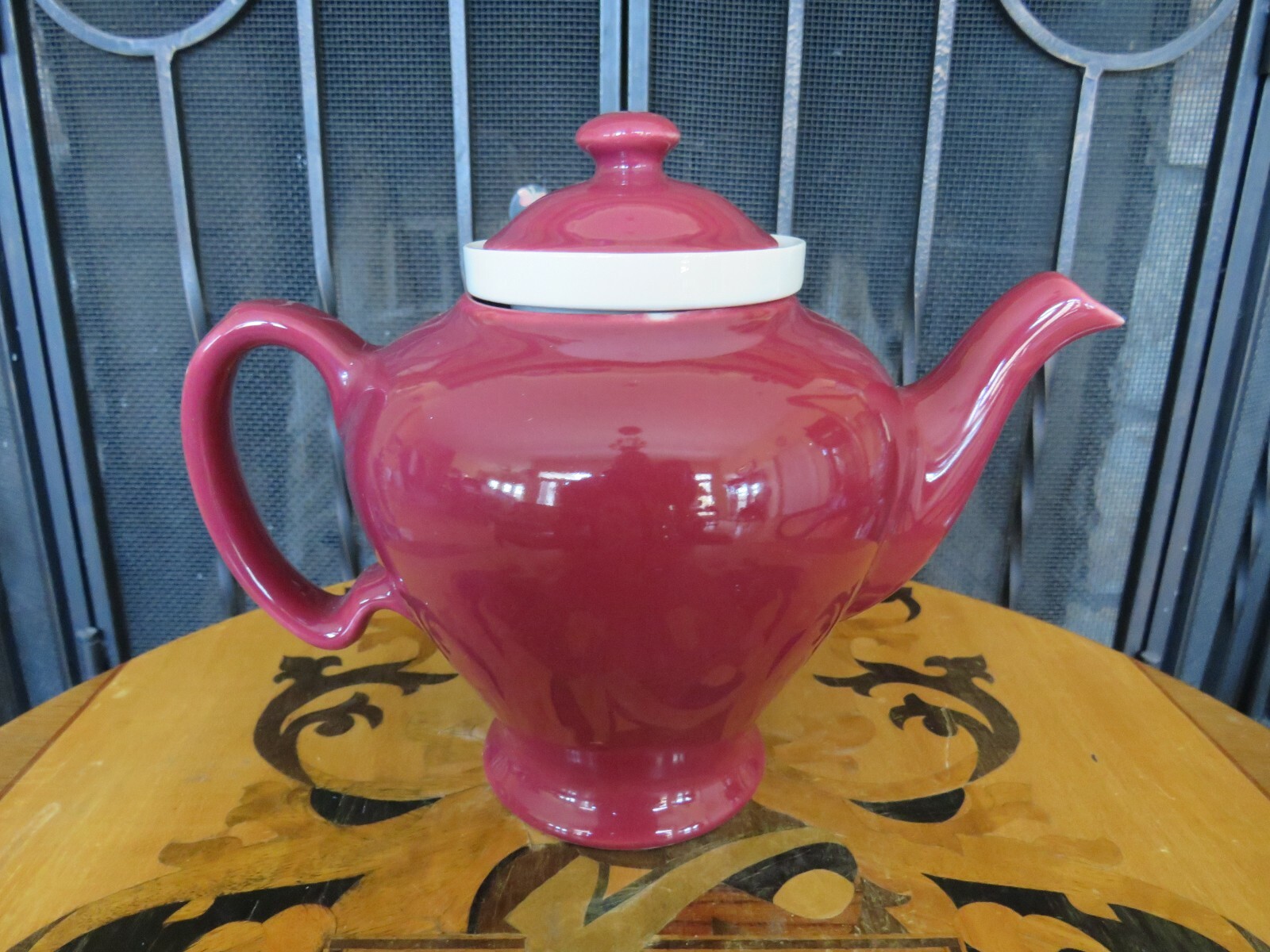 Vintage McCormick Tea Baltimore MD 4 Cup Burgundy Teapot with Lid and