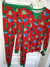 mens SMALL CHRISTMAS PAJAMAS dinosaurs 2 pc set SUPER COND RED SLEEPWEAR nice 