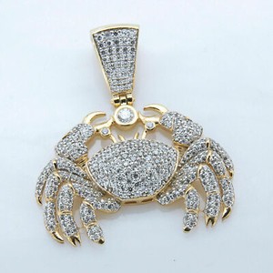 Authentic 3Ct Round Cut Simulated Diamond CrabCancer Zodiac Pendant 14K Yellow Gold Plated
