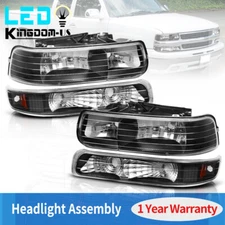 FOR 1999-2002 CHEVY SILVERADO 00-06 SUBURBAN TAHOE HEADLIGHTS BUMPER LAMPS SET