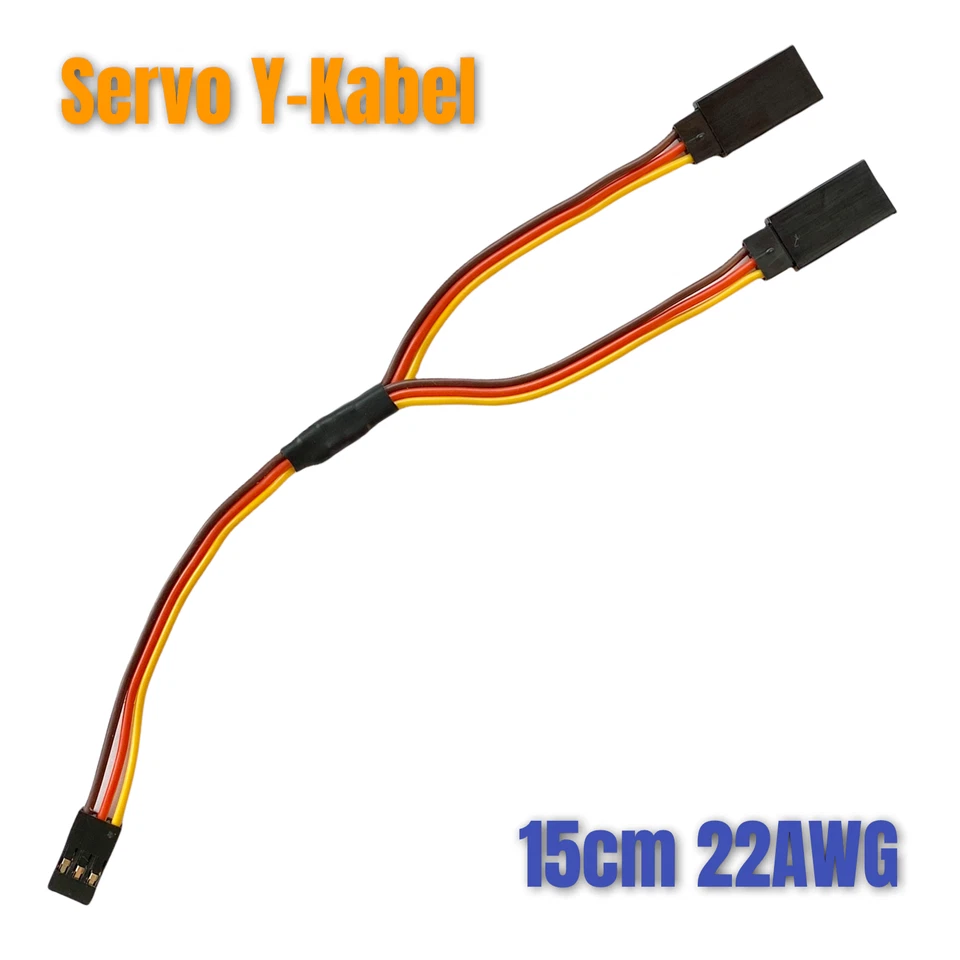 ✅ Servo V-Kabel Y-Kabel Verlängerung 3Pin JR Stecker auf 2 Buchsen 10cm 26AWG ✅ - Bild 2 von 4