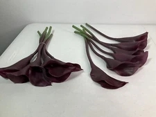 NDI Deep Plum Purple Calla Lily Faux Flower Stems. Lot: 12 Stems. ~12” Stems-NEW