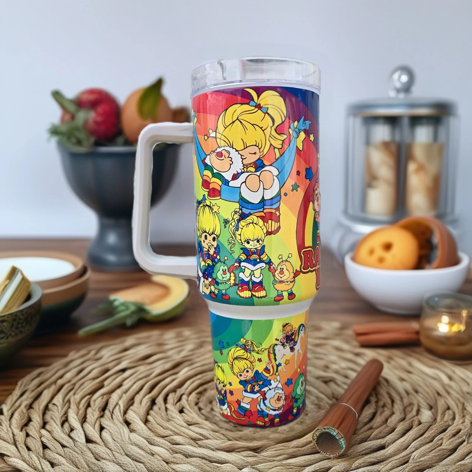 Rainbow Brite 40oz Tumbler Stainless Steel with Handle Straw