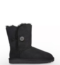UGG BAILEY BUTTON II BLACK SUEDE SHEEPSKIN CLASSIC BOOTS SIZE US 5/UK 3