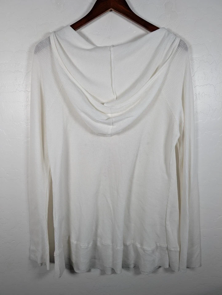 Sudadera con capucha Roper Top para mujer grande blanca adornada diseño suroeste tejido gofre nueva Foto 2 de 4