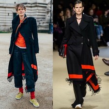 $7290 NEW Alexander McQueen Red Black Fringed Hem Blanket Coat Dress 40 Military