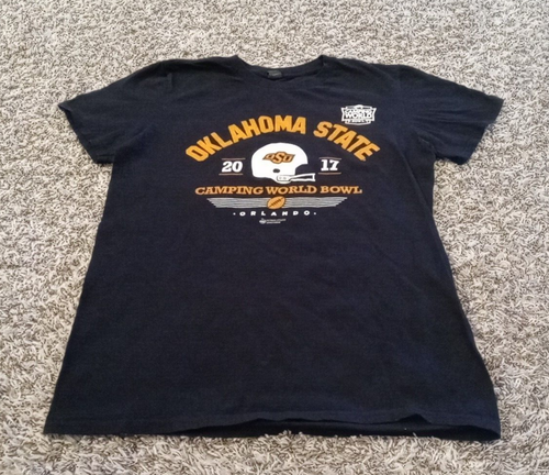 OSU Oklahoma State Cowboys 2017 Camping World Bowl T Shirt Mens Medium Black - Picture 2 of 6