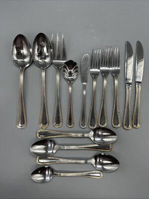 14 Wallace 18/10 Stainless GOLD ROYAL BEAD Assortment Serving +