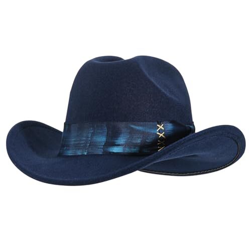 Womens Rhinestone-Cowgirl Cowboy Hat Wide Brim Diamond-Glitter One Size Blue - Picture 1 of 5