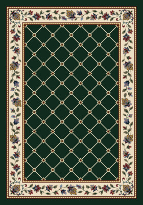 Milliken Green Transitional Casual Floral Area Rug Bordered Symphony Emerald