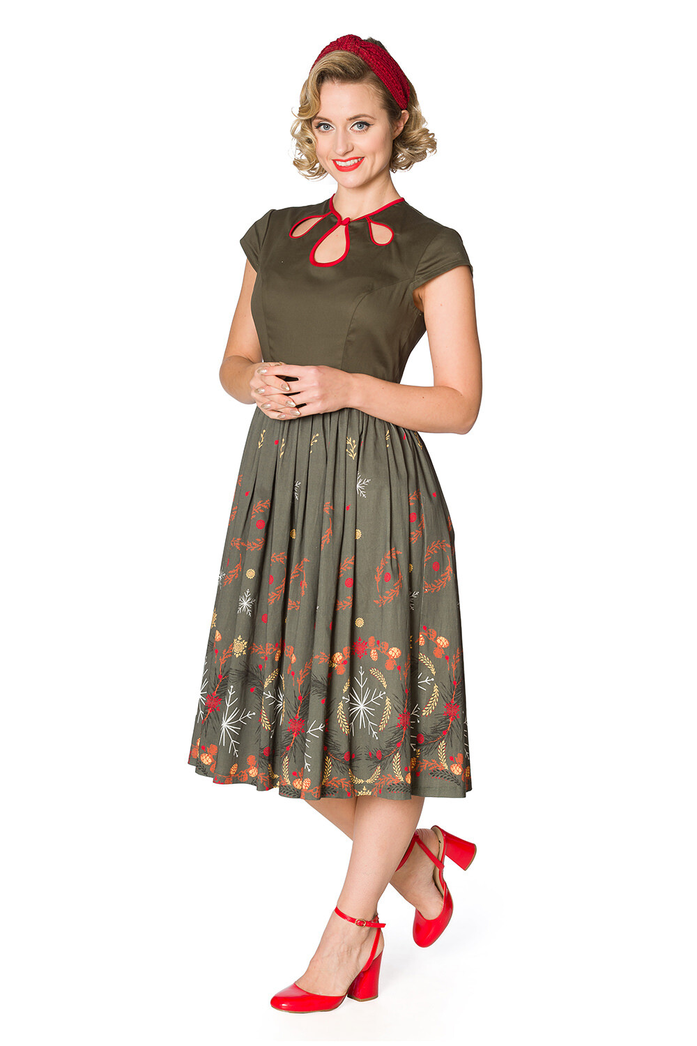 Women's Vintage Retro Rockabilly Winter Leaves Fit n Flare Dress BANNED  Apparel | eBay