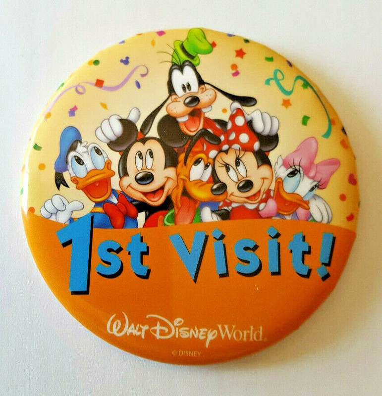 WALT DISNEY WORLD 1st VISIT Pinback Button Disneyana 2010 Large 3" MINT Disney