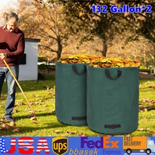 Pair Garden Waste Bags 132 Gallon Reusable Yard Leaf Lawn Trash Waste Bags